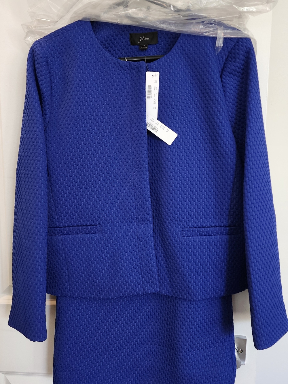 J. Crew Cobalt Blue Textured Pencil Skirt and Jacket Set